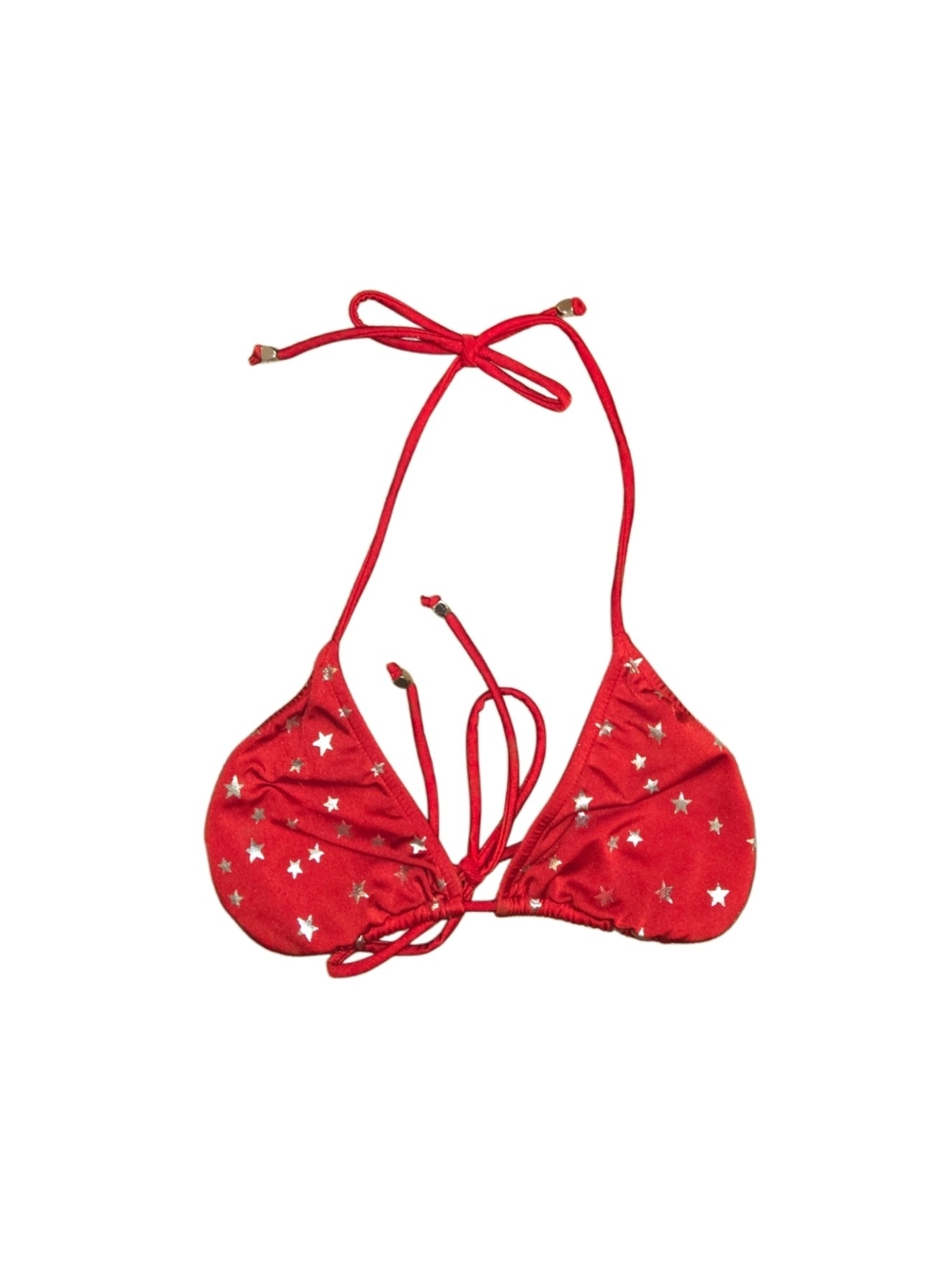 Vintage Y2k Red Star Print Triangle Bikini Top!